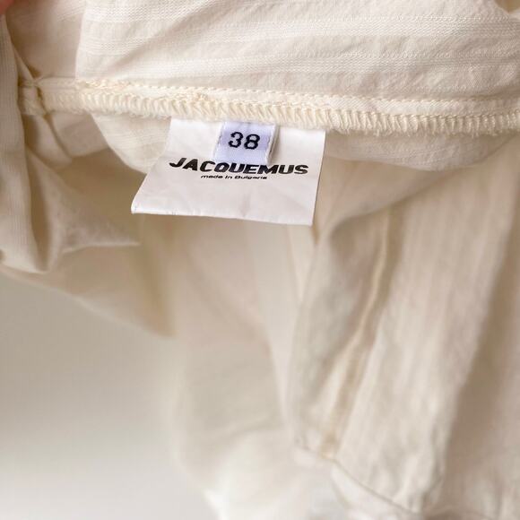 La Robe Santon by Jacquemus : Puff Sleeve Soeula Curved Hem Mini Dress : Sz 38 - Picture 13 of 16